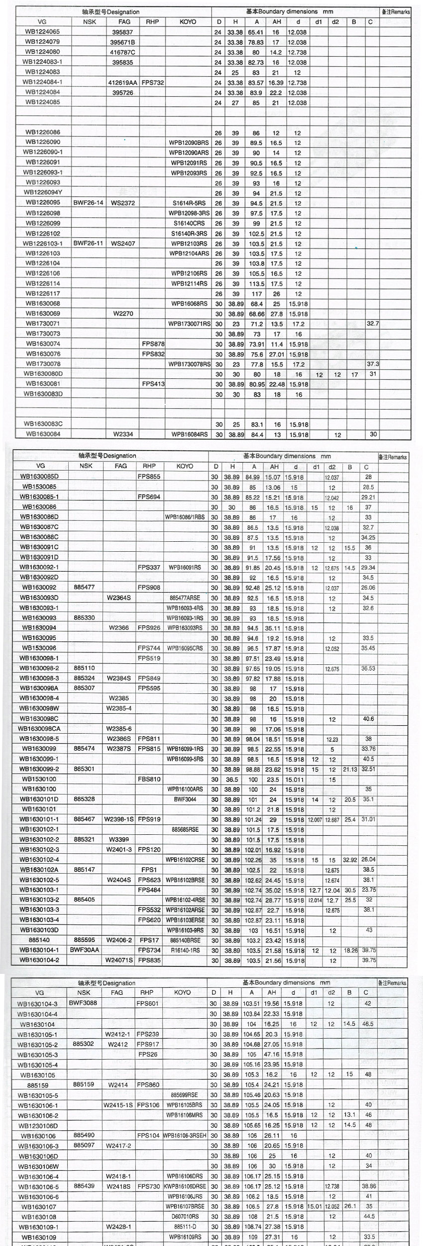 特殊定製水泵軸承